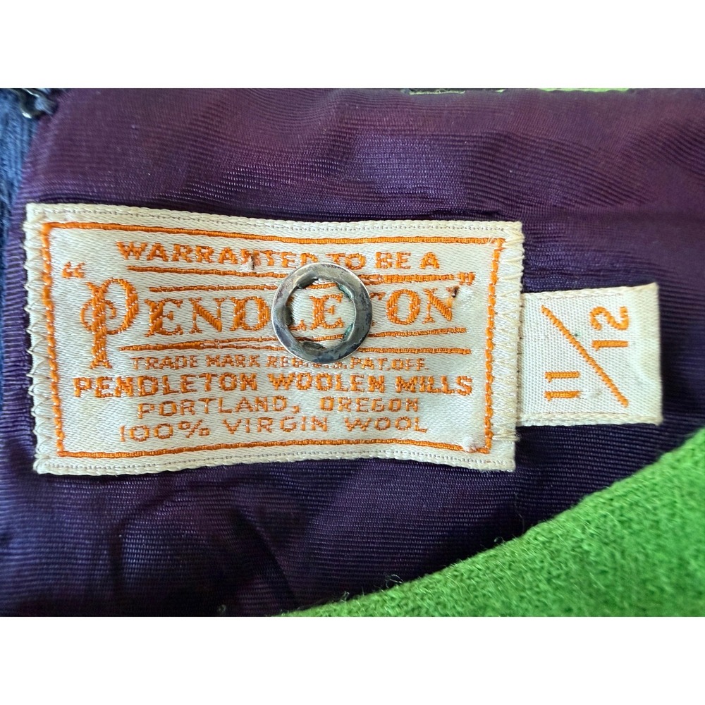 Vintage 1960s Pendleton Wool Mini Dress 11/12 Navy Green Mod Shift A-Line - Picture 4 of 11